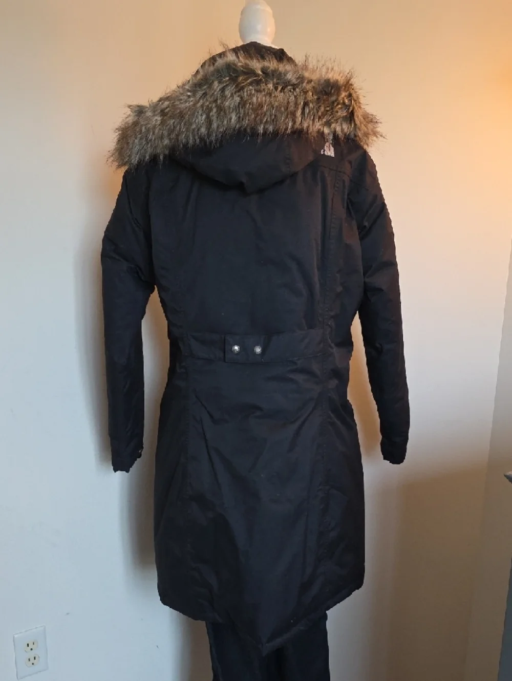 The North Face Hyvent Black Long Down Parka with Faux-Fur Trim